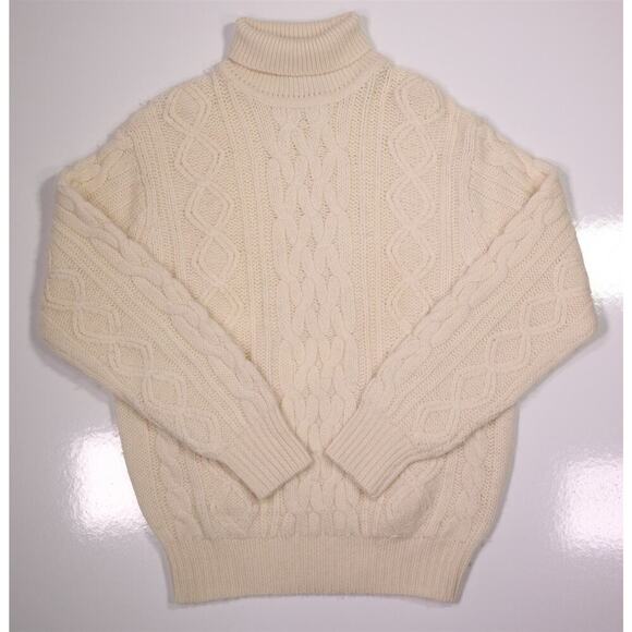 Kings Road Shop for Sears Beige Cable knit Wool Heavy Turtleneck Sweater XL - Picture 1 of 5